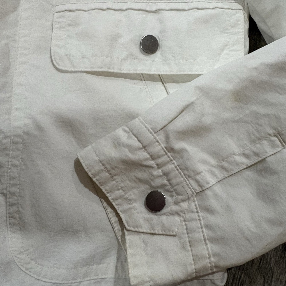 Talbots Womens White Hooded Windbreaker Jacket Mesh Lined Zip Up Size S Preppy - Picture 6 of 9